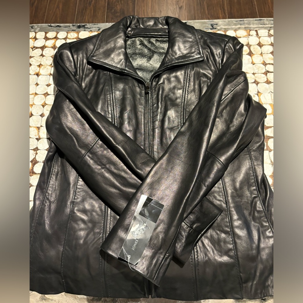 Jones New York Leather Jacket with Removable Fur